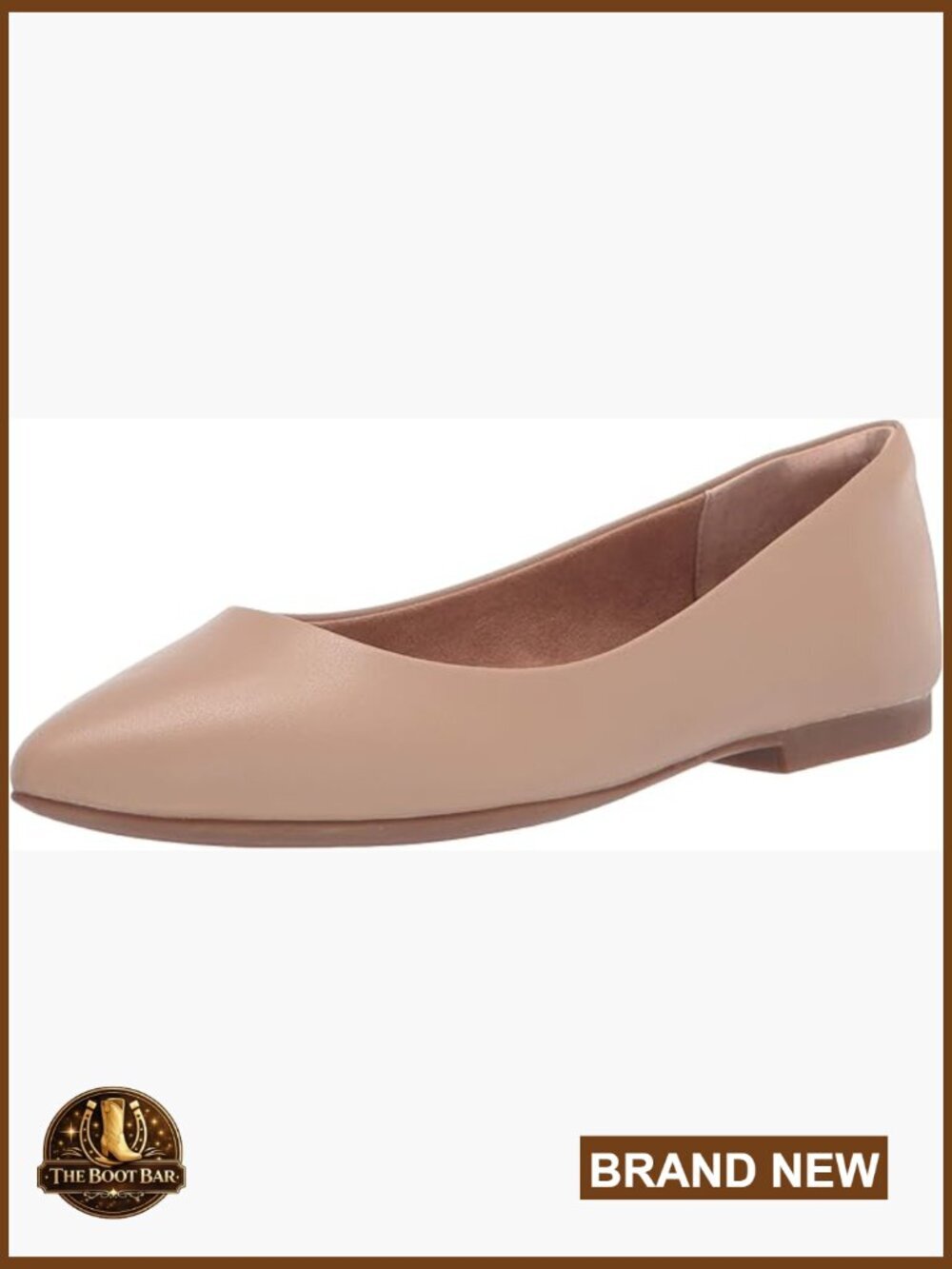 Women's Pointed-Toe Ballet Flats with Padded Insole, Non-Slip Sole, Faux Leather